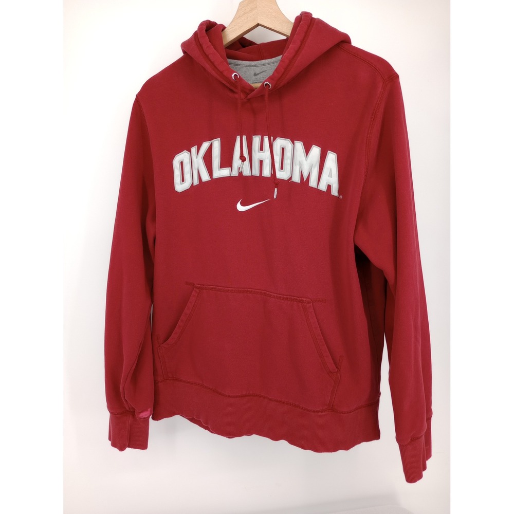 Nike Oklahoma Hoodie Mens Large Red Pullover Swoosh Graphic